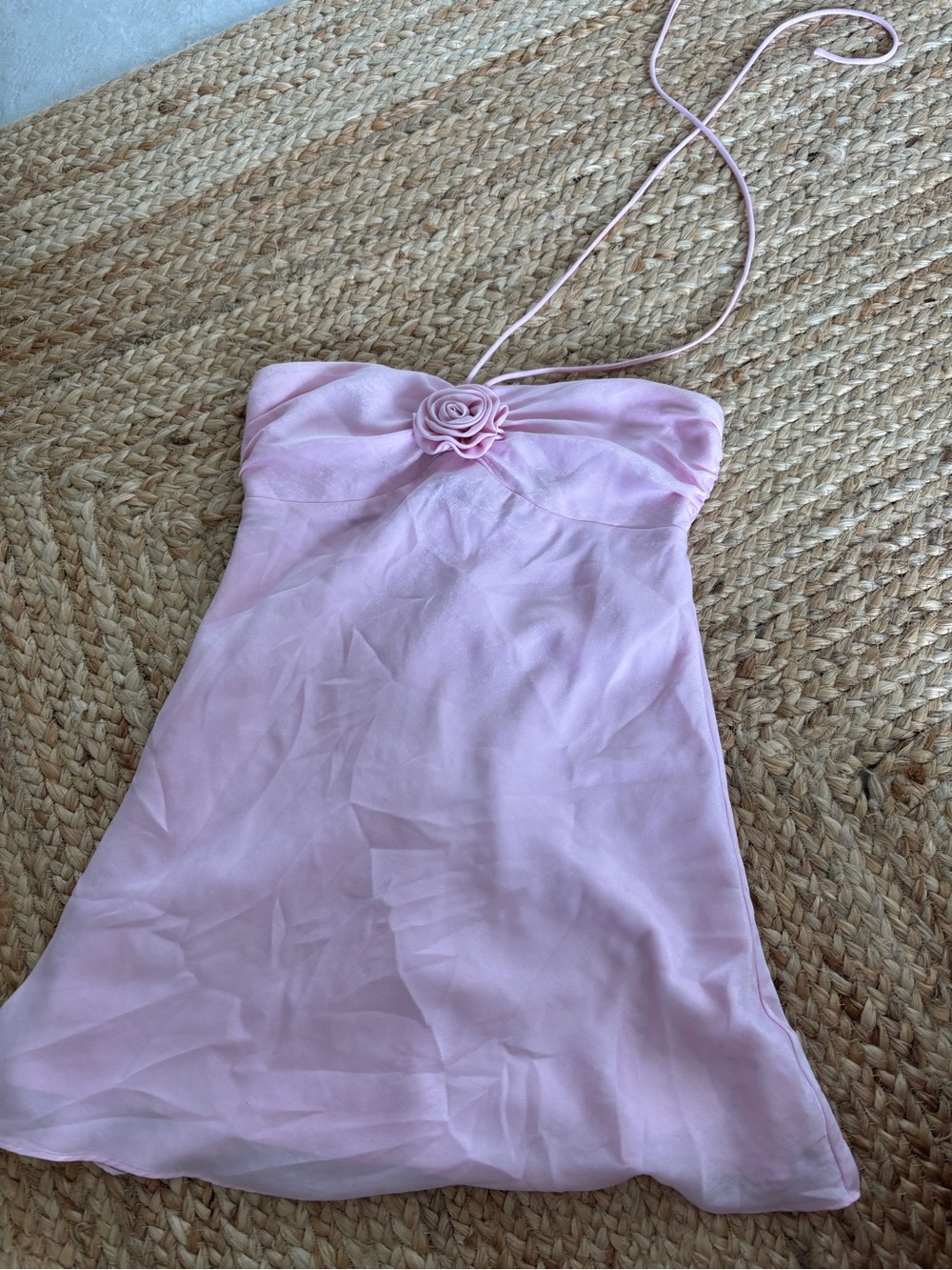 REVOLVE Light Pink Strapless Mini Dress with Flower Detail